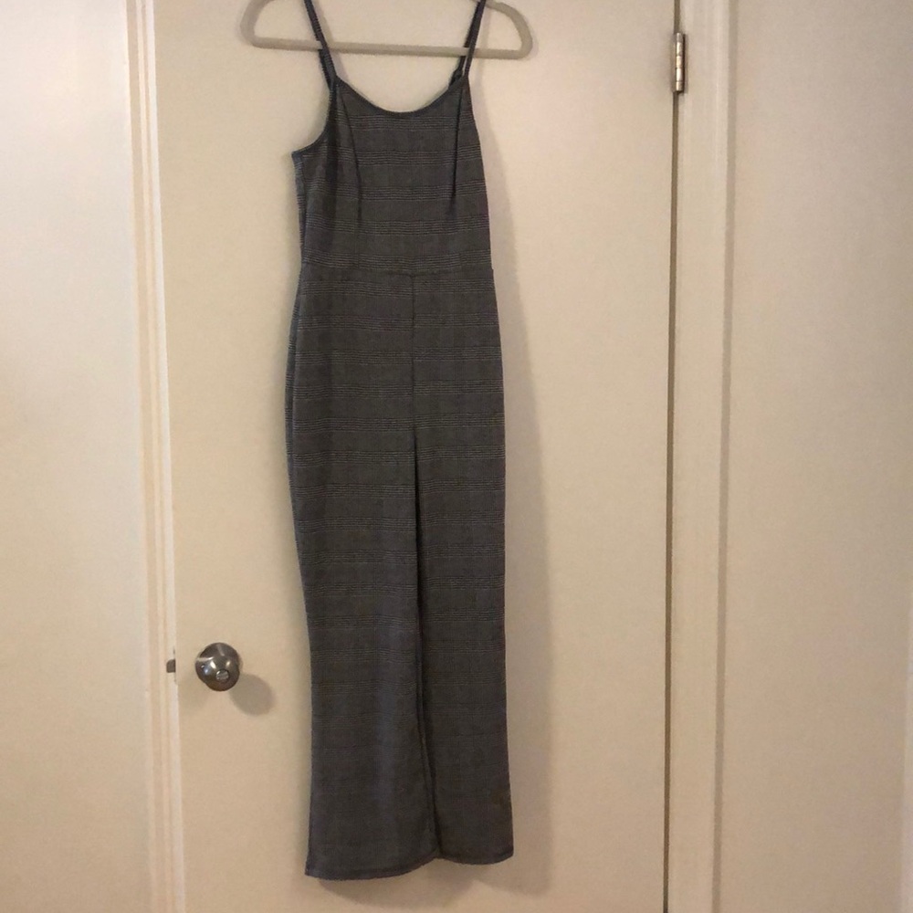 Grey plaid jumpsuit